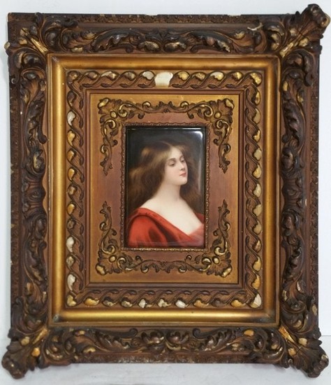 Wagner Continental Antique Lady Painted Plaque