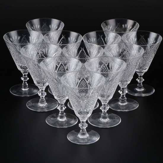 Waterford "Dunmore" Crystal Claret Wine Glasses, Late 20th Century