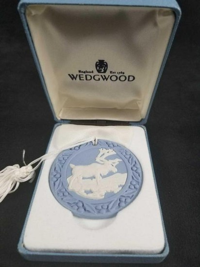Wedgwood England Blue Jasperware Moose Ornament