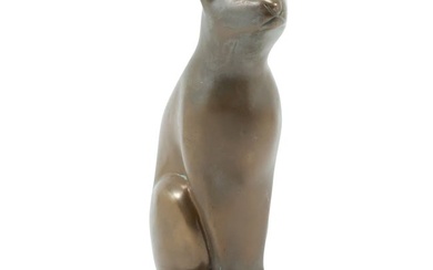 William Dewitt, Bronze Art Deco Siamese Cat Figure Sculpture, Signed, Original Patina 8.75 in. heigh