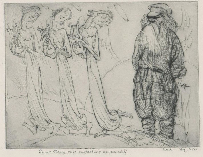 William Henry Dyson Etching [Angels, Tolstoi]
