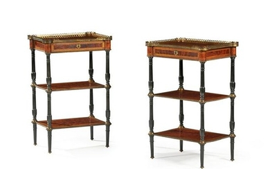 Y PAIR OF VICTORIAN ROSEWOOD, AMBOYNA, EBONISED, AND