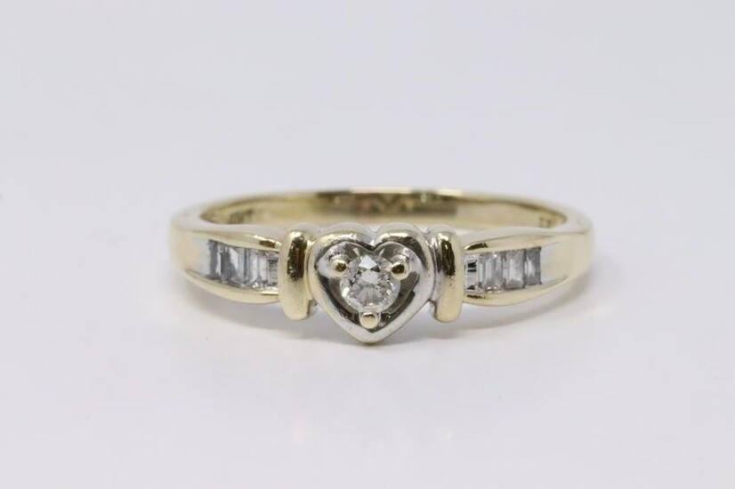 Yellow Gold Heart Diamond Ring.