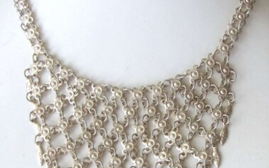 Yemenite vintage silver mesh necklace, 26 gr.