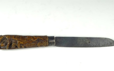 (-), Zeeuws mes met gestoken houten handgreep, gedateerd...