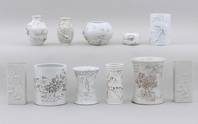 iGavel Auctions: Group of (11) Chinese ceramic vases and brush pots in white glaze. FR3SH.