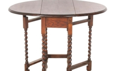 William and Mary Style Oak Drop-Leaf Table, Late 19th/ Early 20th Century