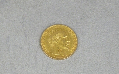 A 20 francs gold coin Napoleon III bare head 1859...