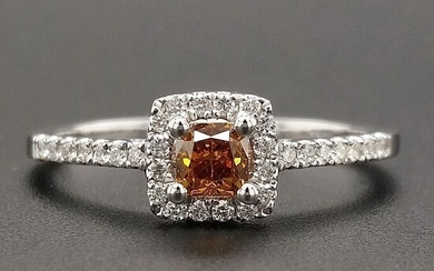 0.50ct Natural Fancy Vivid Orange, Diamonds - 14 kt. White gold - Ring - ***No Reserve Price***