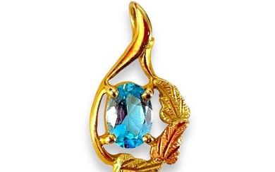 10kt Gold and Blue Topaz Stone Pendant