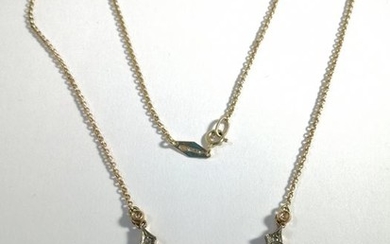 14 kt. Gold - Necklace - 0.42 ct Diamond - Rubys
