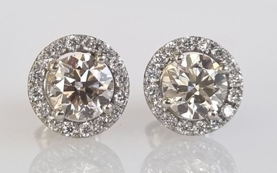 14 kt. White gold - Earrings - 1.66 ct Diamond