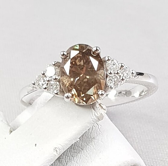 14 kt. White gold - Ring - Clarity enhanced 1.40 ct Diamond - Diamonds