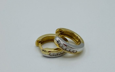 14 kt. White gold, Yellow gold - Earrings - 0.10 ct Diamond