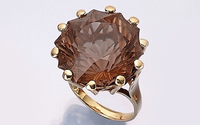 14 kt gold ring with smoky quartz ,...