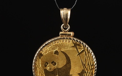 14K Pendant with 2001 Chinese One Half Ounce Gold Panda Coin