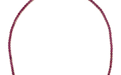 14K Ruby Chain Necklace 19.46ctw - Opulent Jewelry for Timeless Elegance
