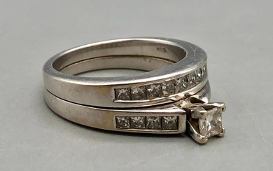 14K White Gold Wedding Ring Set