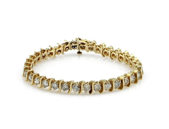 14K Yellow Gold S Link Diamond Tennis Bracelet