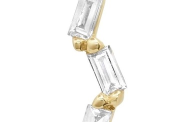 14K "Zig Zag" Baguette Diamond SINGLE Stud Earring