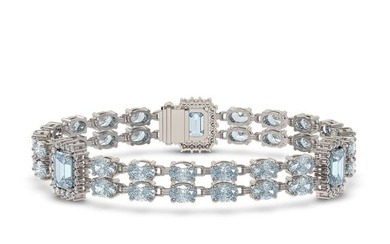 15.45 ctw Aquamarine & Diamond Bracelet 14K White Gold