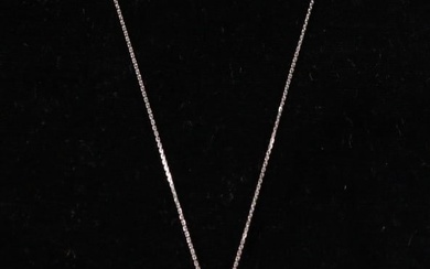 18 K WHITE GOLD OVAL DIAMOND PENDANT WITH CHAIN
