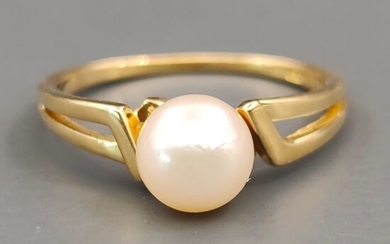 18 kt. Akoya pearl, Yellow gold, 6.70 mm - Ring