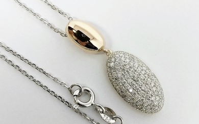 18 kt. Bicolour - Necklace with pendant - 0.88 ct Diamond