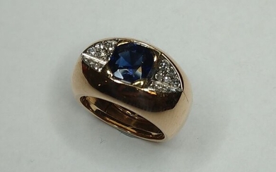 18 kt. Gold - Ring - Diamonds, Sapphires