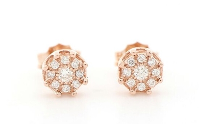 18 kt. Pink gold - Earrings - 0.38 ct Diamonds - Diamonds