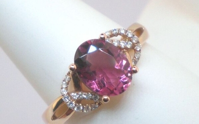 18 kt. Pink gold - Ring - 1.10 ct Tourmaline - Diamond