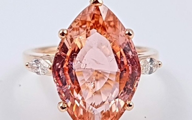 18 kt. Pink gold - Ring Tourmaline - Diamonds