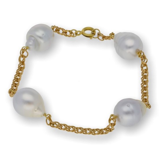 18 kt. Saltwater pearls, South sea pearl, Yellow gold - Bracelet