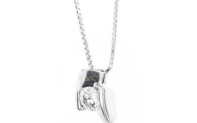 18 kt. White gold - Necklace with pendant - 0.45 ct Diamond