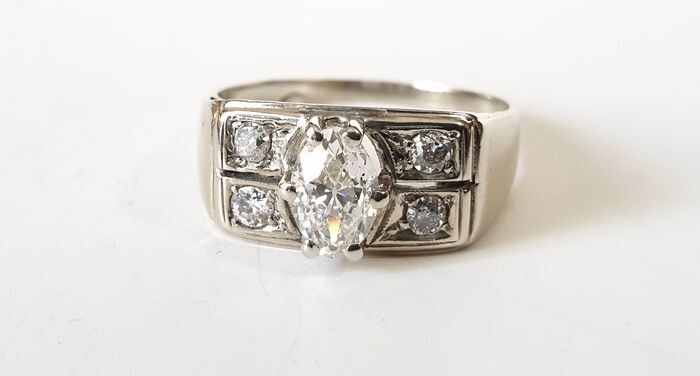 18 kt. White gold - Ring - 0.95 ct Diamond - Diamonds