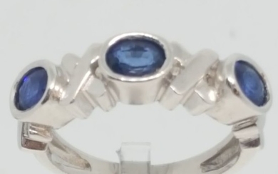 18 kt. White gold - Ring - 1.00 ct Sapphire