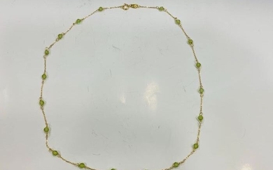 18 kt. Yellow gold - Necklace - 1.00 ct Peridots