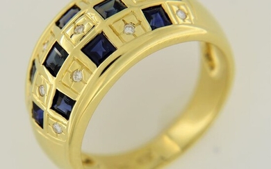 18 kt. Yellow gold - Ring - 1.80 ct Sapphires - Diamonds