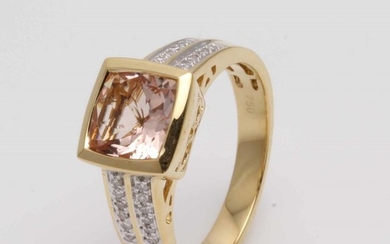 18 kt. Yellow gold - Ring - 1.90 ct morganite - Diamonds