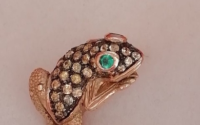 18 kt. Yellow gold - Ring Emerald - Yellow sapphires