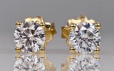 18 kt. Yellow gold earrings - with 0.81ct diamonds, Without reserve price!