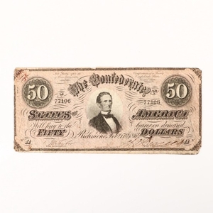 1864 Confederate States of America $50 Currency Note