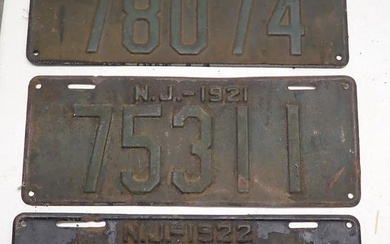 1921 1922 New Jersey License Plates