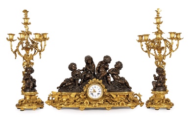 19th C Louis XV mantel clock