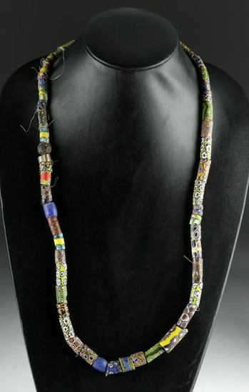19th C. Venetian Glass Millefiori Bead Necklace