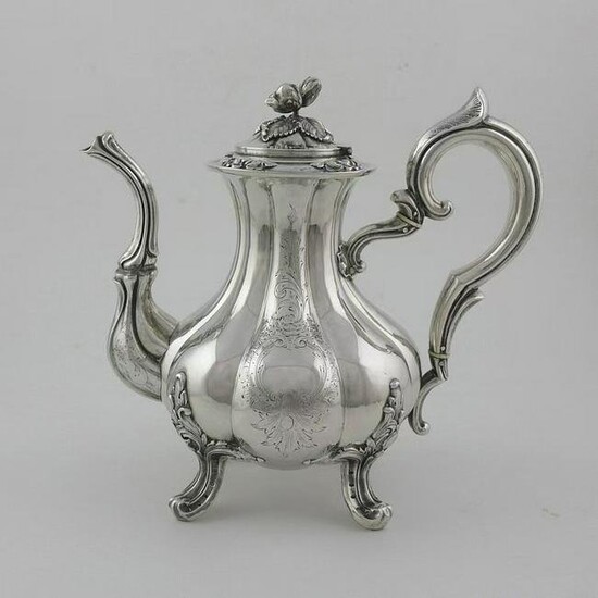 19th century French sterling silver coffee pot