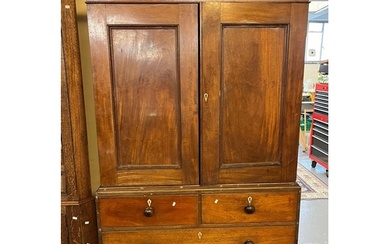 19th century mahogany two stage press cupboard. 118x55x203c...