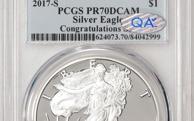 2017-S $1 Proof American Silver Eagle Coin PCGS PR70DCAM Congratulations Set