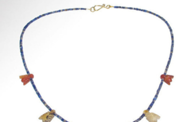 Ancient Egyptian Lapis lazuli, cornelian and agateFlies Necklace