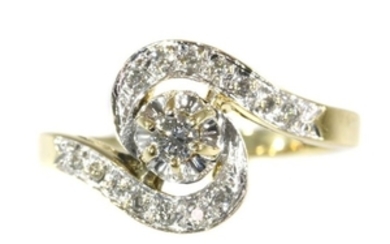 18 kt. Bicolour, Gold - called tourbillon - French Victorian/Belle Epoque style - anno 1960 -, Ring Diamond
